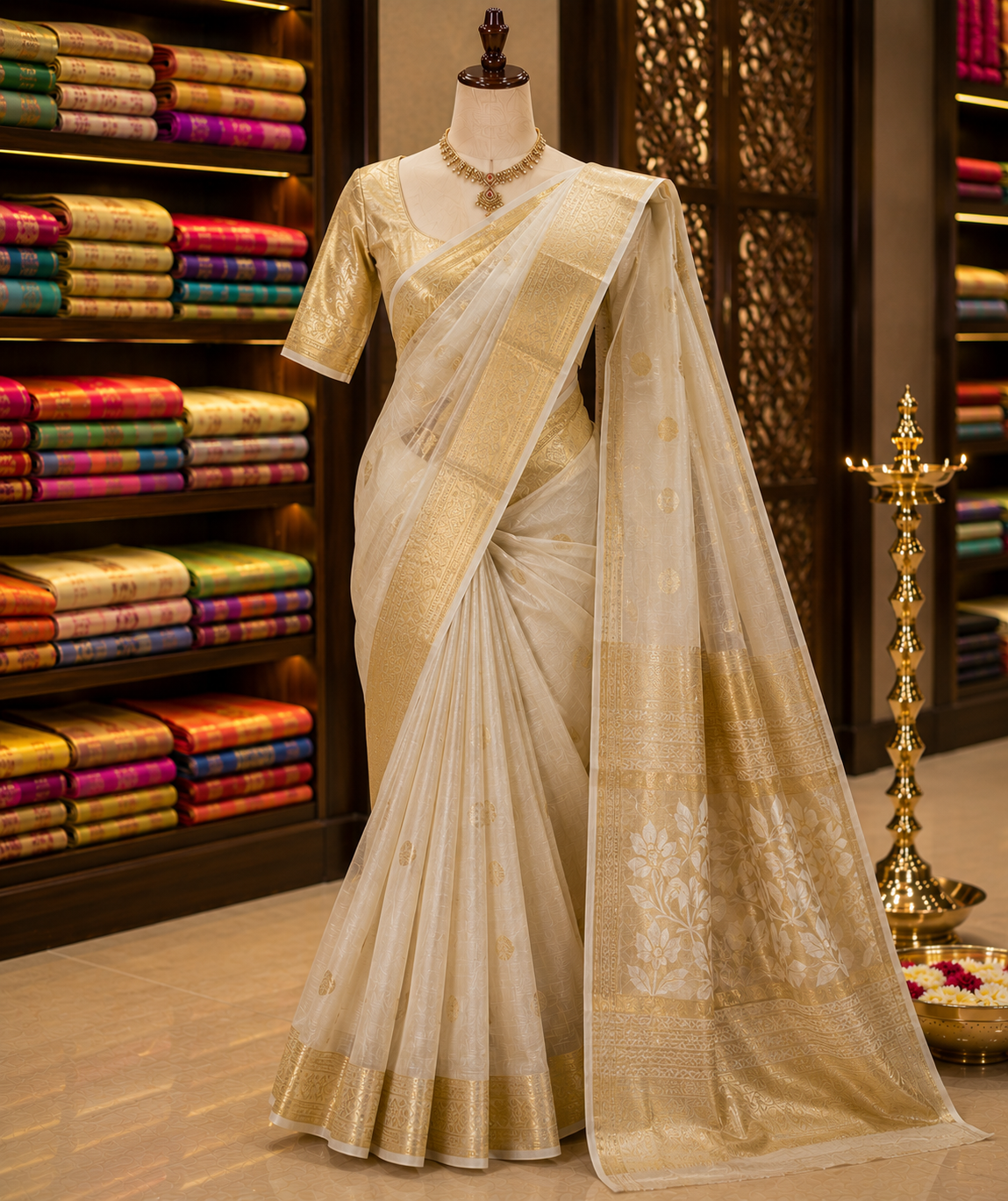 Kora silk saree with crisp finish