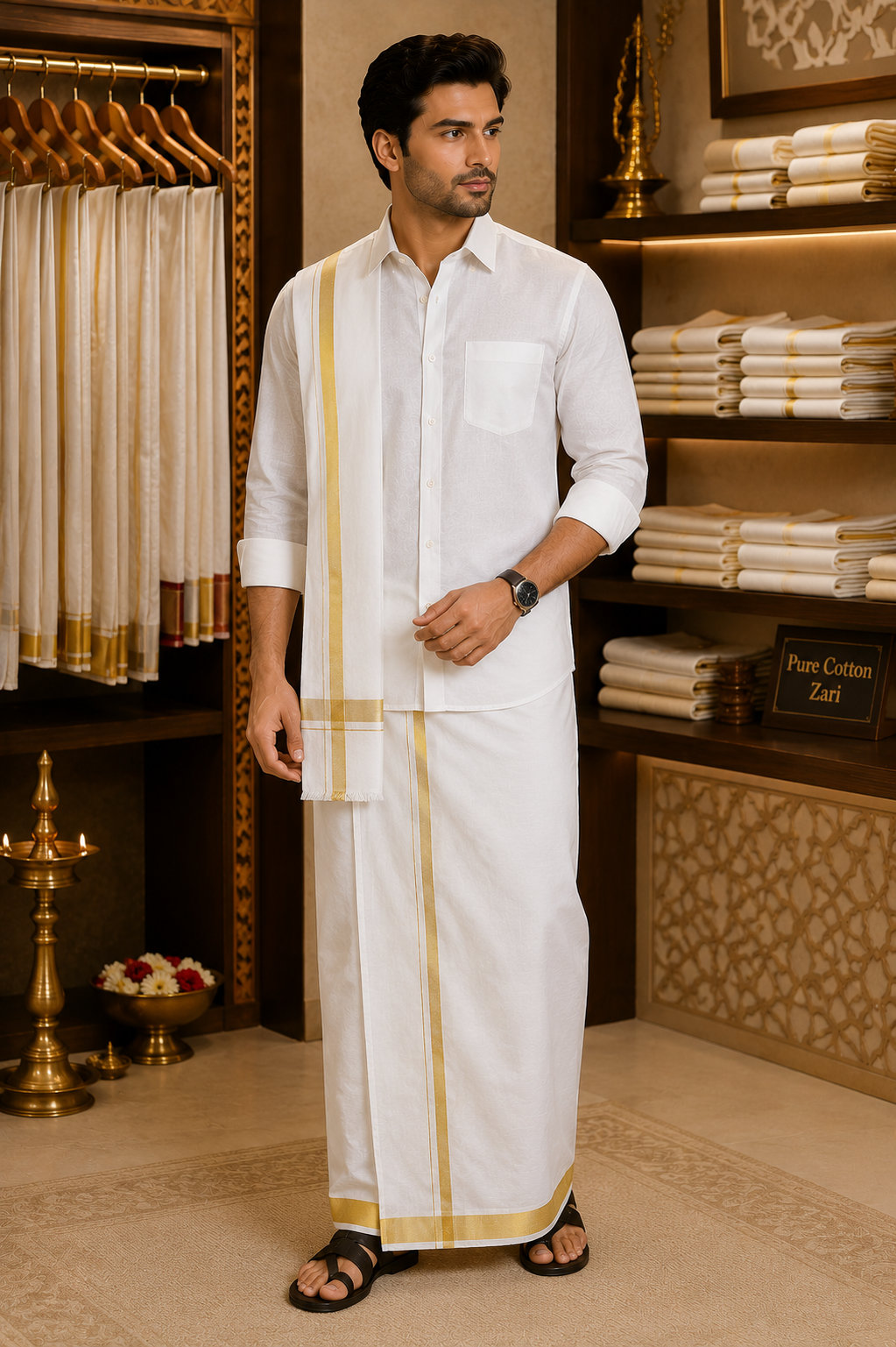 Pure Cotton Zari Dhoti