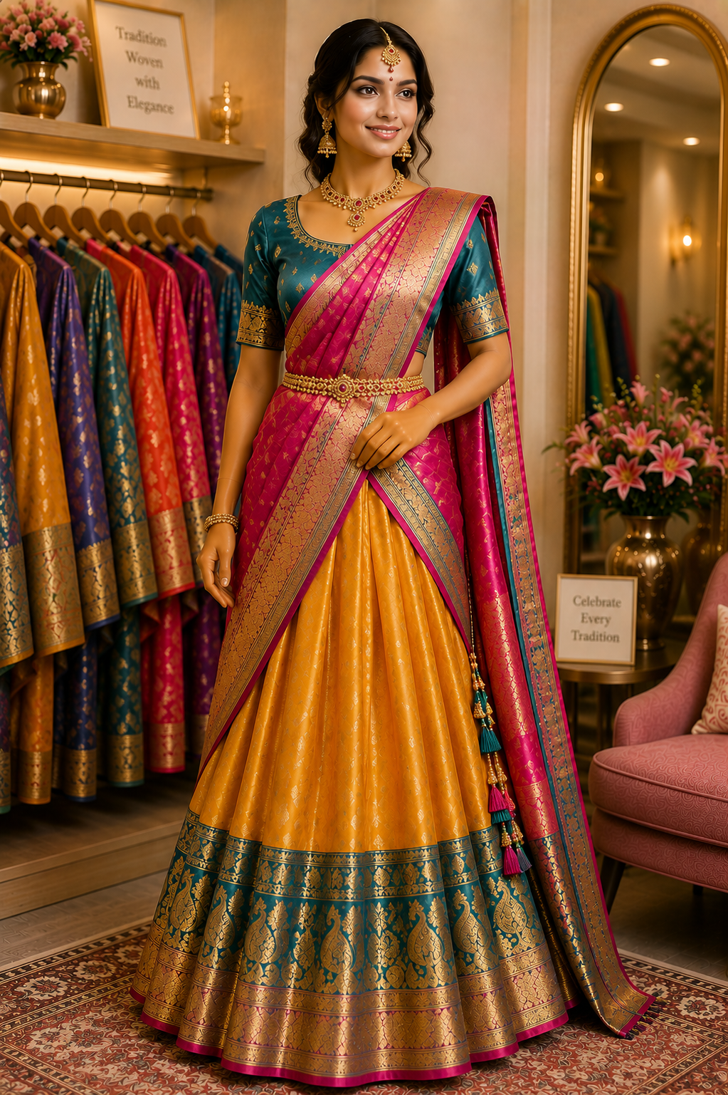 Festive Zari Half Saree